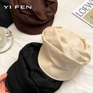 YIFEN Cao Cấp Cảm Thấy Beret Pháp Retro Linen Xếp Ly Phong Cách Mới Nữ Xuân Hè Tính Khí Thể Hiện Mặt Nhỏ Hình Bát Giác Mũ