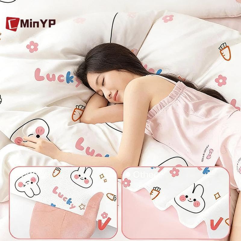 Bộ chăn ga gối đệm dùng một lần không dệt CMinYP 4 chiếc Khăn trải giường thêm Thi Vỏ chăn bông mềm mại thoáng khí cho khách du lịch Bệnh viện vinh quang