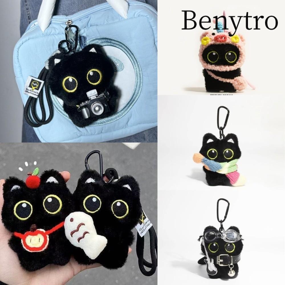 BENYTRO Mèo Đen Sang Trọng Búp Bê Móc Khóa, Túi Đeo Vai Máy Ảnh Túi Búp Bê Mặt Dây Chuyền, Khăn Dễ Thương Móc Khóa Ô Tô Quà Tặng