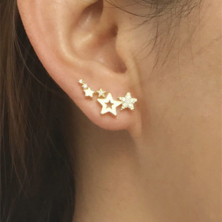 Bông tai bạc sterling đá zircon hình ngôi sao, phụ kiện thời trang đơn giản, quà tặng cho nữ