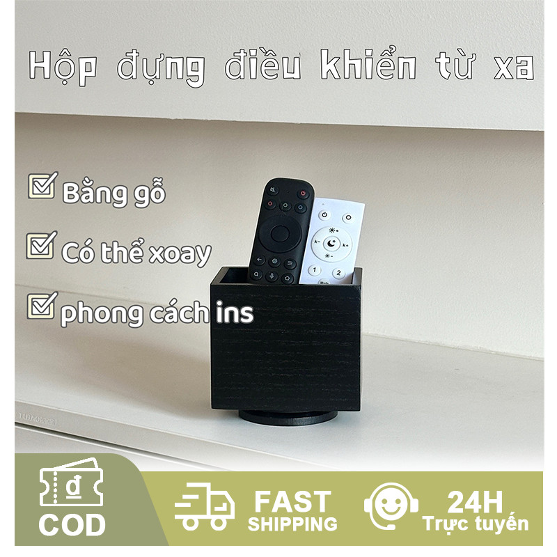 Hộp bảo quản bằng gỗ, hộp đựng điều khiển từ xa phong cách Ins, để bàn cà phê / lối vào, xoay tiện lợi
