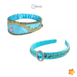 Bé Gái Jasmine Blue s Lớn Pha Lê Trẻ Em Mũ Công Chúa Ả Rập Tóc Cho Tiệc Cosplay Phụ Kiện Tóc Mới