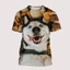 Áo Thun Hình Chó Husky Malamute 3D, Cổ Tròn Phù Hợp Dạo Phố, Dành Cho Mọi Lứa Tuổi