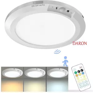 Đèn cảm biến chuyển động DARON, Đèn trần cảm ứng không dây tròn, Dễ dàng lắp đặt Đèn ngủ kích hoạt chuyển động có thể sạc lại 3 màu ban công