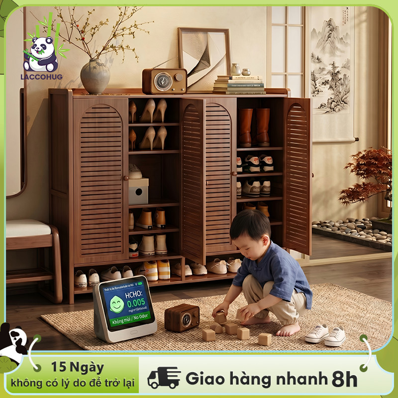 Tủ giày tre tủ giày cửa lam cổ điển đa năng Thoáng khí chống ẩm duy trì mùi hương tươi mát tự nhiên