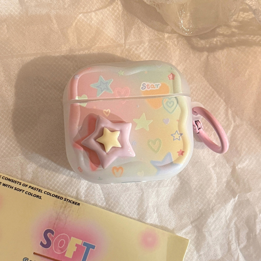Vỏ bảo vệ tai nghe Bluetooth Apple: AirPods 4/1/2/Pro 2/Pro 3, họa tiết Doodle stars