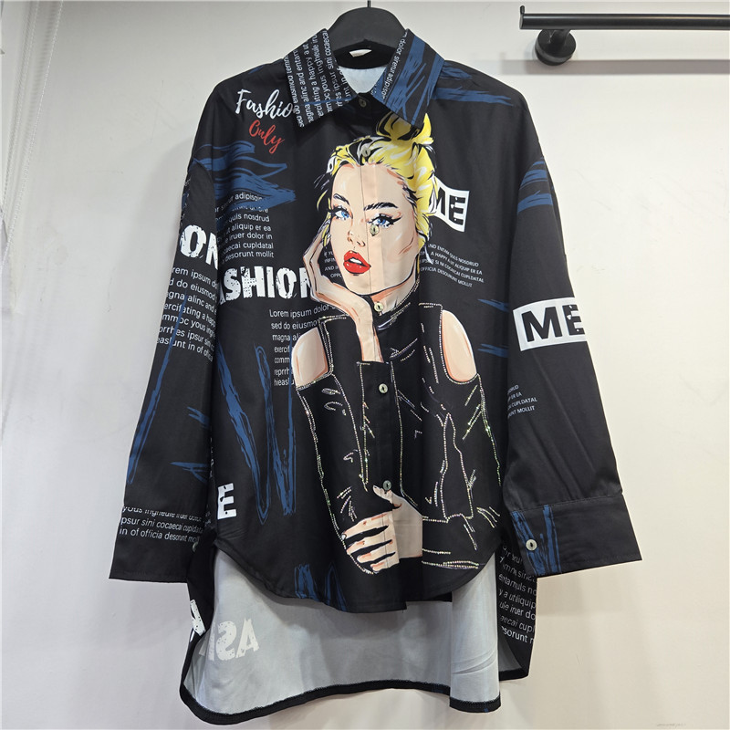 Áo Streetwear Công Nghiệp Nặng, In Chữ Nóng và Thiết Kế Kim Cương Nổi Bật Phù Hợp Mọi Vóc Dáng