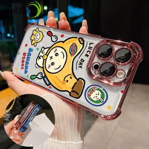 Ốp Điện Thoại Banana Usagi Dễ Thương Cho Redmi Note 15 14 Pro Plus 14S 13 Pro Plus 12 Pro 4G 5G Khung Mạ Sang Trọng Bốn Góc Vỏ Mềm Trong Suốt