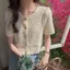 Áo sơ mi nữ ngắn tay eo cao phong cách Hàn Quốc, thiết kế mùa hè