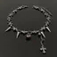 Vòng cổ nữ phong cách gothic và punk với tua rua đỏ zircon hình học