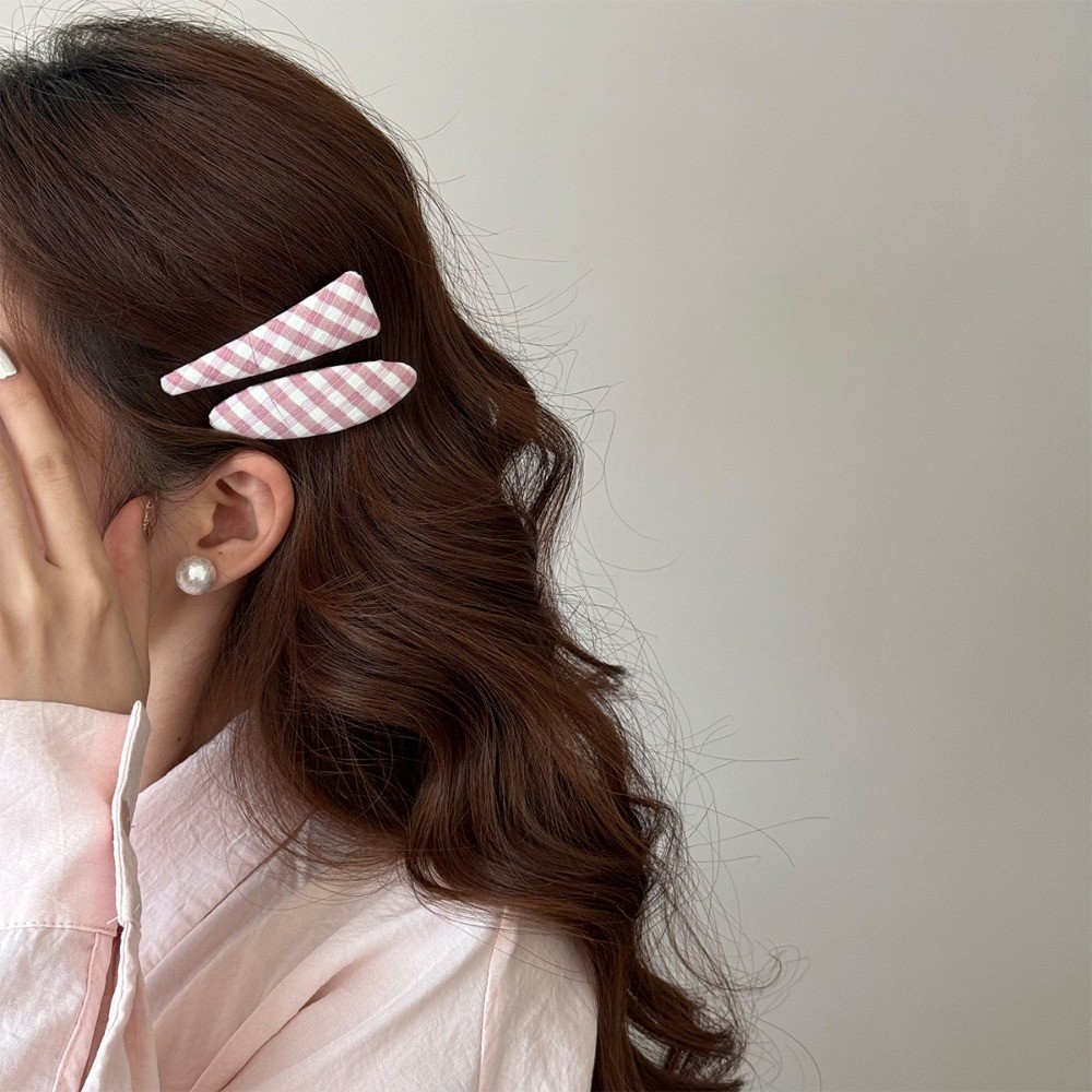 Kẹp tóc Hululu - Phong cách ngọt ngào dễ thương, kẻ sọc màu hồng, phụ kiện tóc thời trang