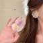 Bông Tai giả vải Voan Organza họa tiết hoa - Phong cách cổ điển phù hợp mọi dịp