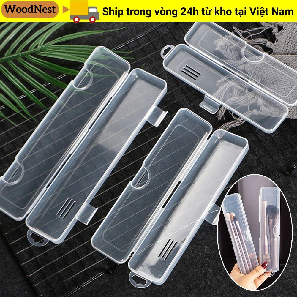 WOODNEST 1 Cái Hộp Bảo Quản Bàn Chải Trang Điểm, Bút Chì Lông Mày Di Động Bộ Đồ Ăn Đũa Hộp Nhựa Tổ Chức, Có Nắp Đa Năng Dụng Cụ Làm Đẹp Trong Suốt