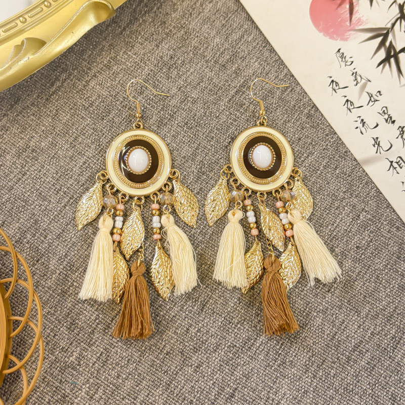 Bông tai tua rua dài phong cách Bohemian Bông tai thời trang phong cách kỳ nghỉ cao cấp dành cho nữ