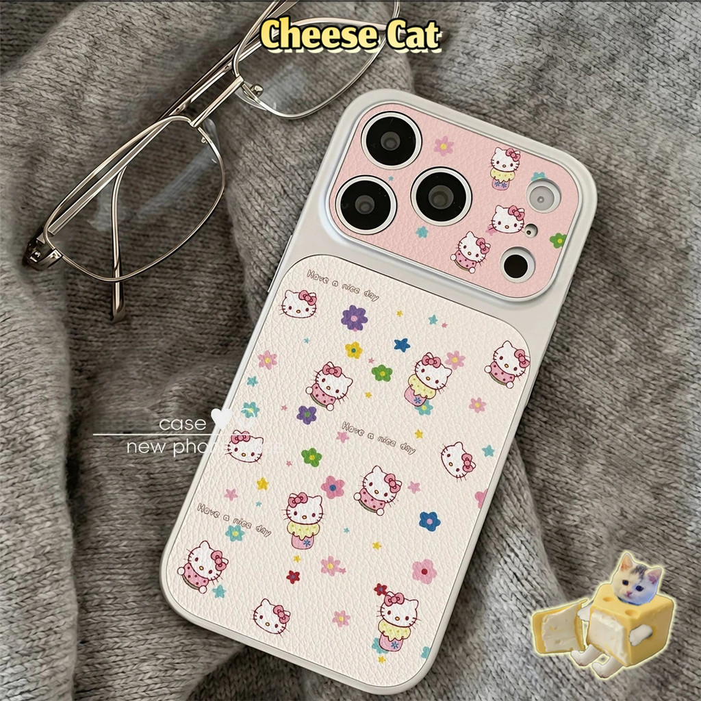 Cửa Sổ Lớn 17 Pro Max Hoa Nhiều Màu Sắc Kitty Da Ốp Lưng Điện Thoại iPhone 14 15 16 11 12 13 Pro Max XR Xs Max