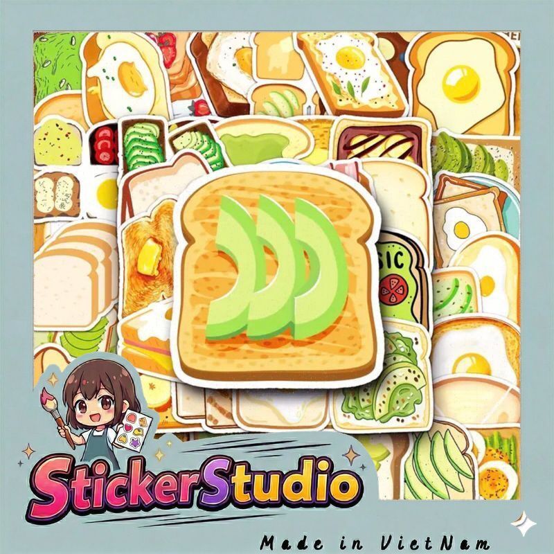 set 60 sticker sandwich siêu bắt mắt trang trí văn phòng phẩm dụng cụ học tập sách vở note book sổ tay.