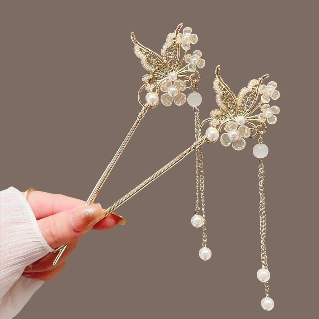 Kẹp Tóc Tua Rua Hoa Hồng, Phong Cách Trung Hoa Hanfu