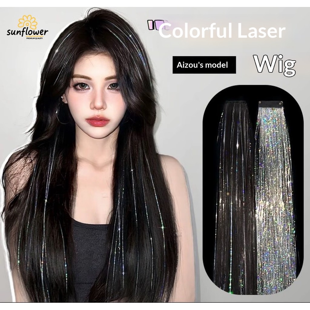 Phụ kiện tóc laser treo tai giả mảnh, dán nhiều màu sắc nhấp nháy