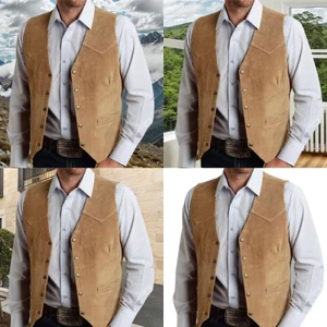 GODD Nam Da Lộn Áo Cao Bồi Phương Tây Áo Vest Không Tay Áo Khoác Áo Khoác Phù Hợp Với Áo Vest