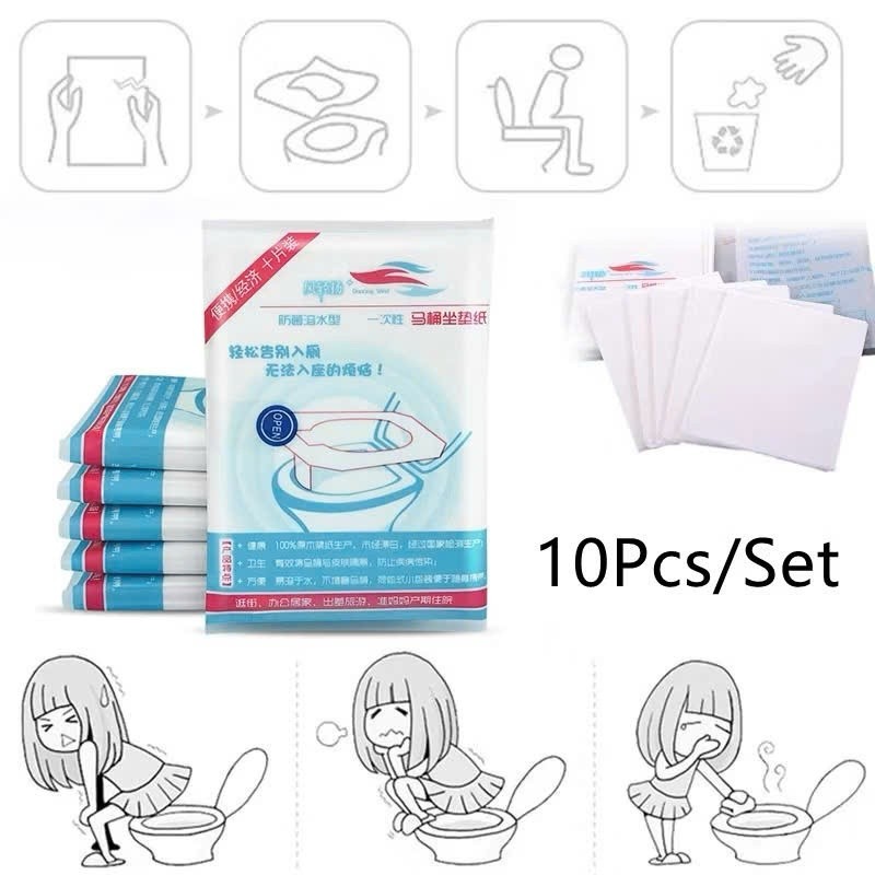 Set 50 Miếng Giấy Lót Bồn Cầu Tự Phân Hủy, Chống Thấm Nước Dùng Một Lần, Nhỏ Gọn Cho Chuyến Du Lịch, Sạch Sẽ