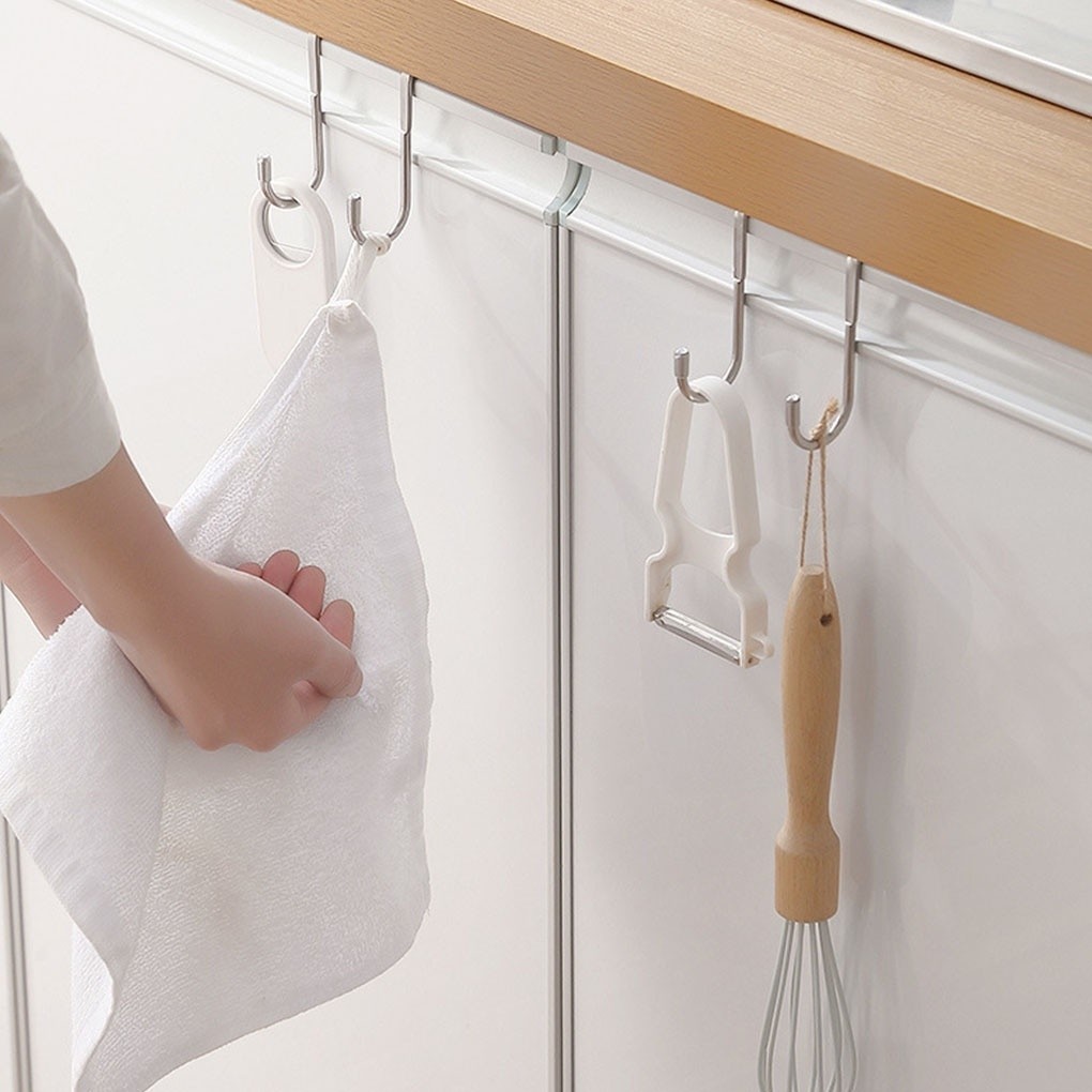 Combo 5 Móc Inox Đa Năng, Móc Đôi Treo Đồ Hình Chữ S, Móc Gài Sau Cánh Tủ Bếp, Tiện Dụng Trong Không Gian Bếp