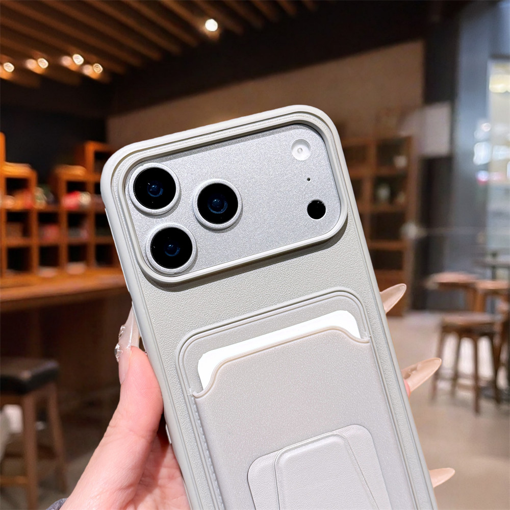Ốp điện thoại đựng thẻ hình thang đơn giản cho iPhone 17 Pro Max 13 14 15 16 pro max Bảo vệ ống kính chống rơi Vỏ cứng bảo vệ điện thoại