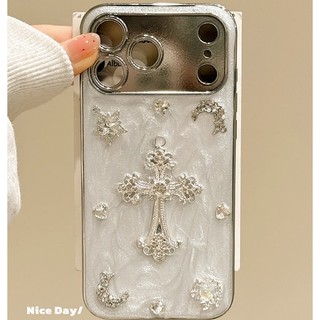 Khung mạ điện nâng cao Vỏ điện thoại di động chéo đá quý âm thanh nổi Thích hợp cho iPhone17 16 15 14 13 Pro Max Bảo vệ Camera chống sốc Vỏ cứng chống rơi