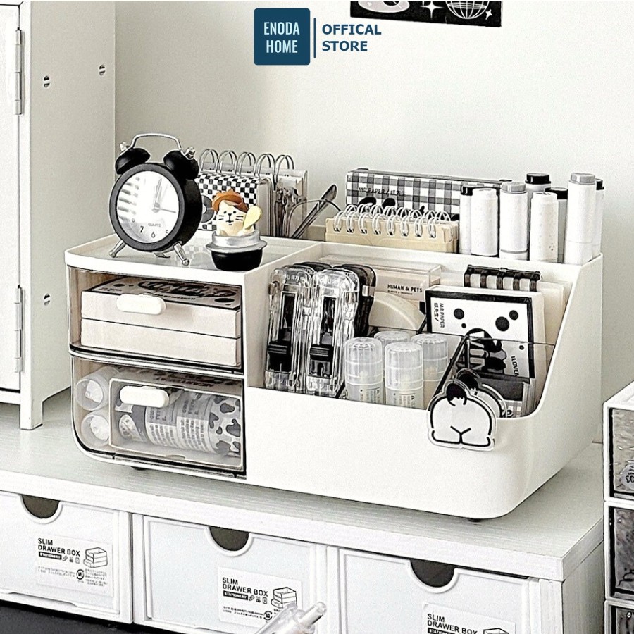 Khay Đựng Bút Để Bàn ENODA HOME, Khay Đựng Nhiều Ngăn Tích Hợp Hộp Ngăn Kéo Đựng Đồ Dùng Nhỏ P054