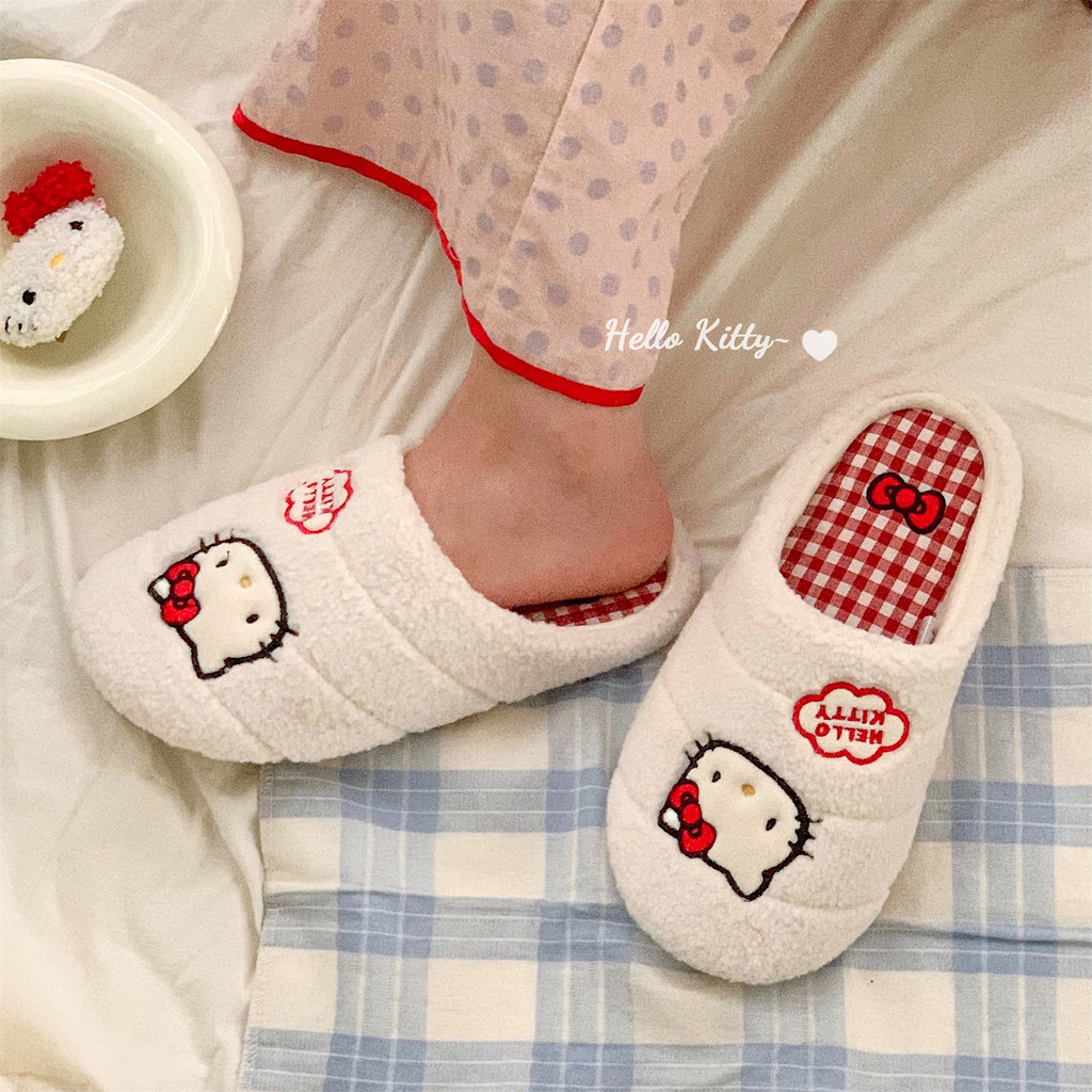XIXITIAO Dép Cotton Kẻ Sọc Mèo Con Mùa Đông Thoải Mái Nhà Nữ Giữ Ấm