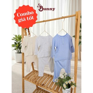 Bộ quần áo dài tay cổ trụ bé trai cao cấp Bunnybaby chất tăm Hàn mềm mịn size 3-24 tháng
