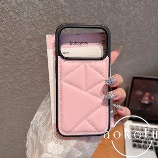 Áo khoác hình kim cương bằng da đơn giản và trơn phù hợp cho vỏ điện thoại Apple 17promax iPhone 16pro mới Air premium 15 sang trọng Vỏ bảo vệ 14 / 13 / 12 / 11