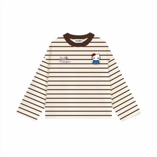 Áo thun nữ dài tay áo kiểu nữ form rộng cổ tròn,áo phông kẻ hoạ tiết hello kitty nam nữ mặc được phong cách Ulzzang