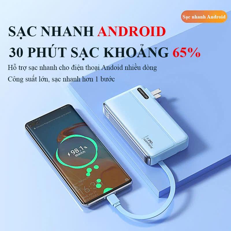 Sạc Dự Phòng 30.000mAh 3in1 Siêu Tiện – Kiêm Cốc Sạc, Sạc Nhanh 22.5W, Tích Hợp Cáp & Chân Cắm AC