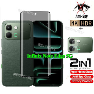 Infinix Note Edge 5G Kính cường lực cong riêng tư Chống gián điệp Full Cover Bảo vệ màn hình Chống Peek 2in1 Phim riêng tư + Bảo vệ ống kính Infinix NoteEdge