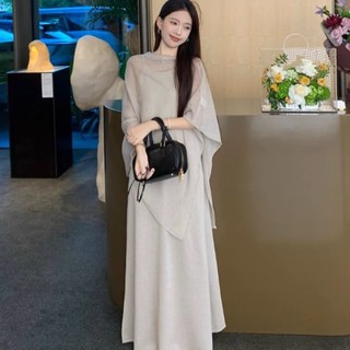 Bộ hai món gồm áo choàng dệt kim phong cách Hàn Quốc và váy camisole thanh lịch trẻ trung cho Nữ