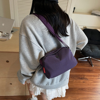 Túi vải Nylon được kiểm tra Túi nhỏ 2026 Túi thể thao thời trang giản dị phù hợp cho nam nữ Túi đeo vai nhẹ 4.6