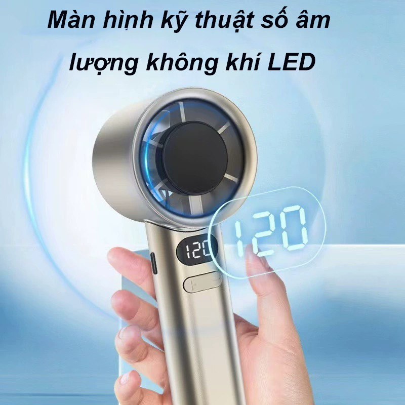 Quạt Cầm Tay Mini Làm Mát Nhanh - 120 Cấp Độ Gió, Dung Lượng Pin 3600mAh, Hỗ Trợ Sạc Nhanh