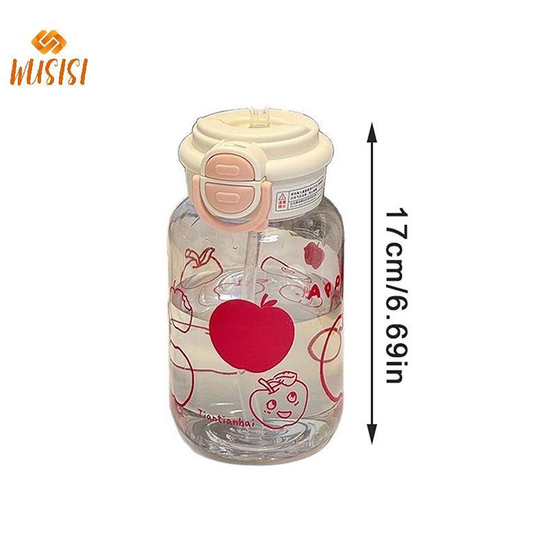 [WUSISI] Bình Nước Dễ Thương Có Ống Hút Nhựa Di Động Bật Lên Nắp Cốc Nước Cho Trẻ Em Kawaii Chai Nước Chống Rò Rỉ Bình Uống Dễ Thương MỚI