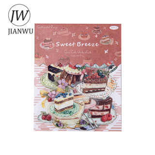 JIANWU Sweet Breeze Series Vintage Bánh Phong Cảnh Chất Liệu Cắt Dán Thêu Sò PET Miếng Dán Sáng Tạo DIY Tạp Chí Văn Phòng Phẩm