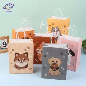 HFTOY 6 Chiếc Túi Giấy Cho Chó Có Tay Cầm Tiệc Sinh Nhật Cho Chó Kẹo Điều Trị Túi Trẻ Em Tiệc Sinh Nhật Ủng Hộ Túi Cưới Đồ Dùng Tắm Cho Bé ~