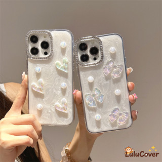 Ốp Laser Nhựa Trắng Ngọc Trai Cho OPPO Find X9 X8 X8S X8S + X7 X5 X3 Pro Ultra Lite 3D Trái Tim Nơ Ngọc Trai Vỏ Lấp Lánh Sang Trọng