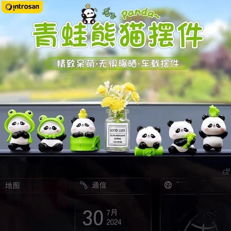Đồ trang trí Ếch dễ thương trên bảng điều khiển trung tâm xe ô tô, đồ giải nén Panda