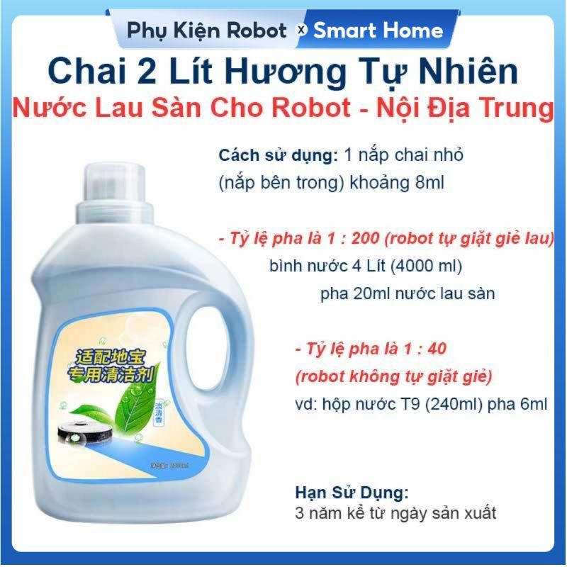 Nước Lau Sàn Nhà Cao Cấp Cho Robot Hút Bụi Lau Nhà Mùi Hoa Chuông Xanh, Hoa Chanh & Hương Tự Nhiên, Hàng Nội Địa Trung