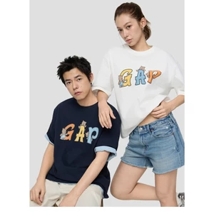 Áo thun ngắn tay cổ tròn in logo hoạt hình mới dành cho nam và nữ dáng rộng 100% Cotton cao cấp 0416