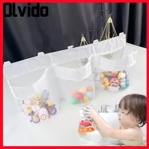 Dụng cụ sắp xếp đồ chơi tắm OLVIDO, Thiết kế lưới Dụng cụ sắp xếp đồ chơi sức chứa lớn, 3 túi thoáng khí chịu khuôn Túi treo tường phòng tắm