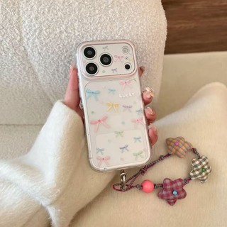 Ins Color Bow Thích hợp cho iPhone17PROMAX Side Love Phone Case 16Pro / 15 Trong suốt 14