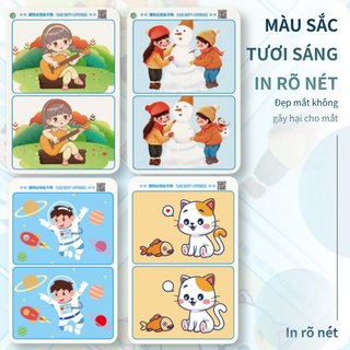 Bộ thẻ tìm điểm khác biệt – Viết xóa được, tái sử dụng nhiều lần – Kèm 4 bút + 4 gôm – Luyện quan sát, phát triển tư duy