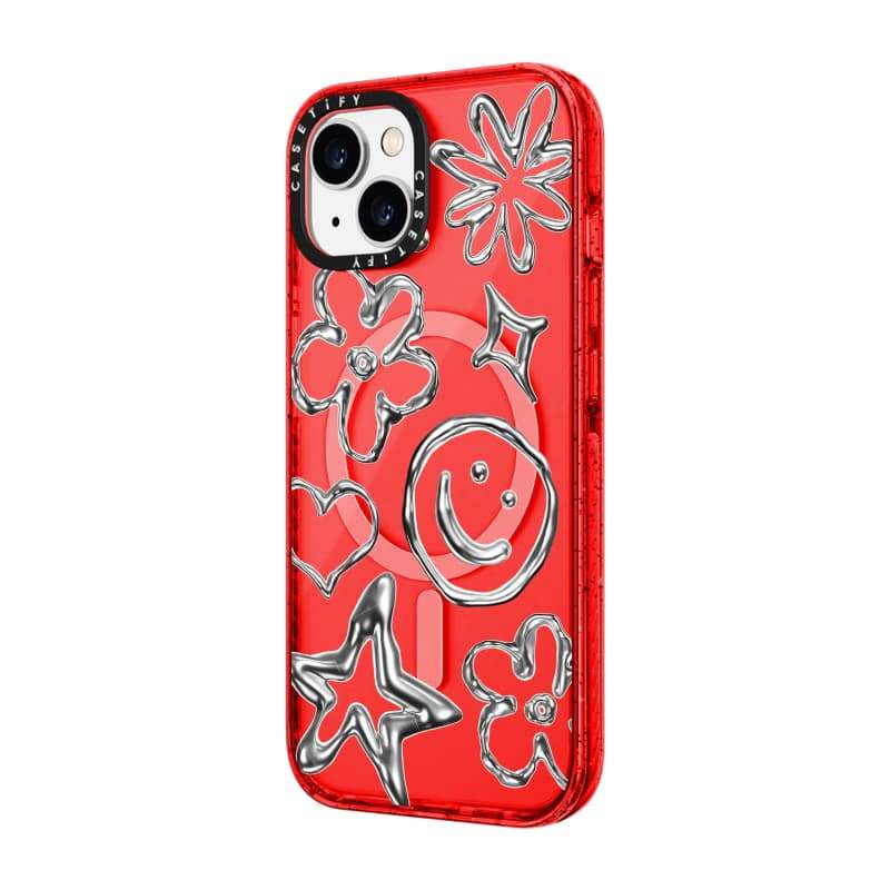 CASECASE X Mặt cười nước Cam / Đỏ / Perri Bộ sưu tập kẹo tím Màu sắc trong suốt Cứng hút từ tính Vỏ tác động cho Apple IPhone 13 14 15 16 17Pro Max Plus Có hộp