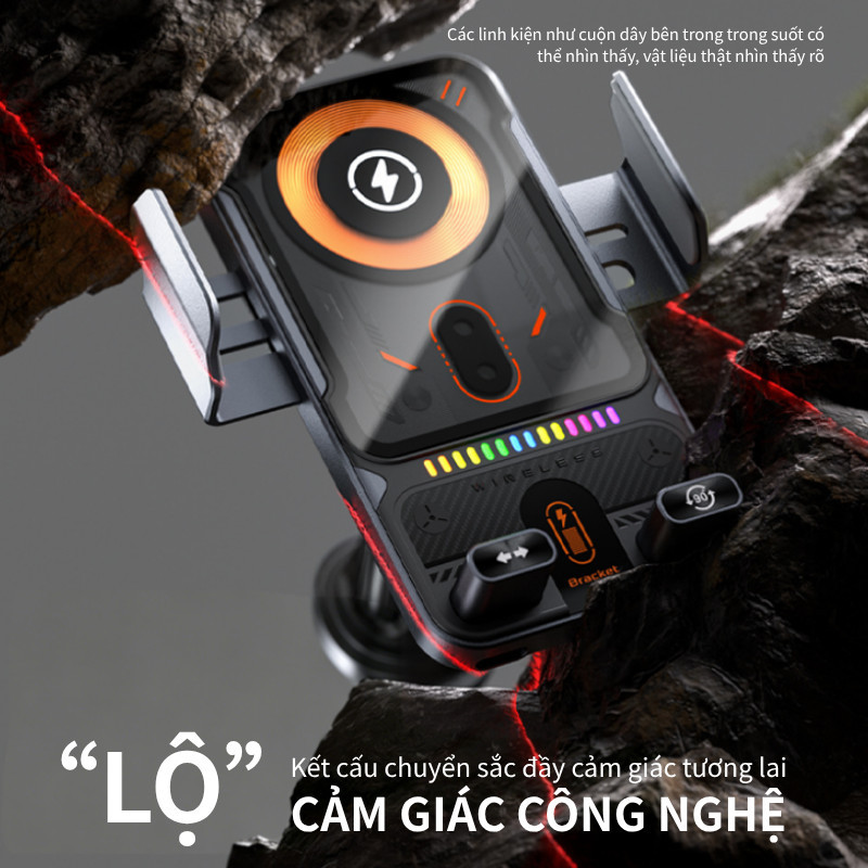 Giá Đỡ Điện Thoại Ô Tô Có Sạc Không Dây - Gắn Cửa Gió, Tự Động Xoay Ngang, Phù Hợp Mọi Dòng Điện Thoại