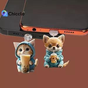 Điện thoại mèo 2D dễ thương Cổng sạc chống bụi cho nút chặn chống bụi IPhone Type C Accessorie Đẹp
